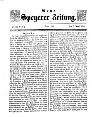 Neue Speyerer Zeitung Samstag 2. Juni 1838