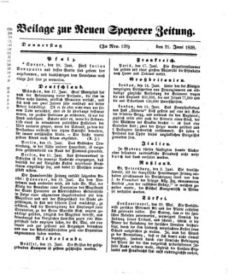 Neue Speyerer Zeitung Donnerstag 21. Juni 1838