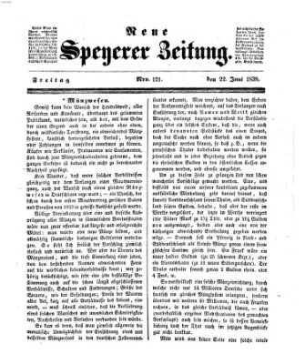 Neue Speyerer Zeitung Freitag 22. Juni 1838