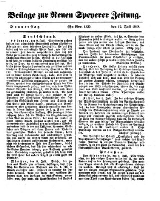 Neue Speyerer Zeitung Donnerstag 12. Juli 1838