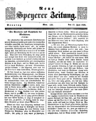 Neue Speyerer Zeitung Sonntag 15. Juli 1838