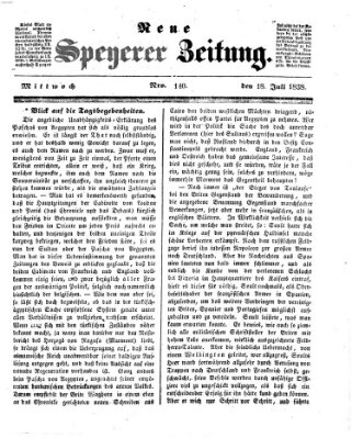 Neue Speyerer Zeitung Mittwoch 18. Juli 1838