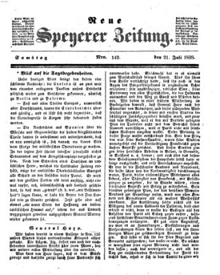 Neue Speyerer Zeitung Samstag 21. Juli 1838
