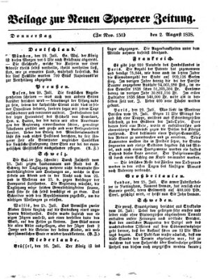 Neue Speyerer Zeitung Donnerstag 2. August 1838