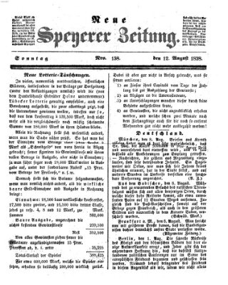 Neue Speyerer Zeitung Sonntag 12. August 1838