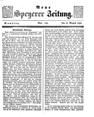 Neue Speyerer Zeitung Samstag 18. August 1838