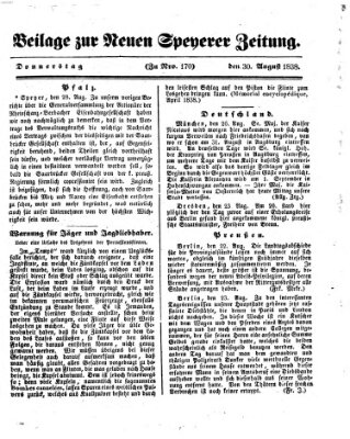 Neue Speyerer Zeitung Donnerstag 30. August 1838