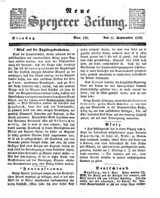 Neue Speyerer Zeitung Dienstag 11. September 1838