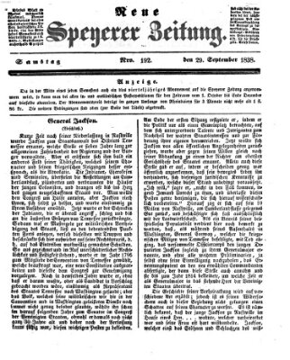 Neue Speyerer Zeitung Samstag 29. September 1838