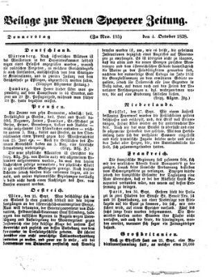 Neue Speyerer Zeitung Donnerstag 4. Oktober 1838