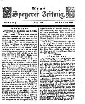 Neue Speyerer Zeitung Sonntag 7. Oktober 1838