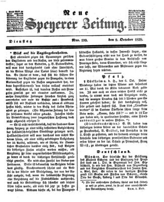 Neue Speyerer Zeitung Dienstag 9. Oktober 1838