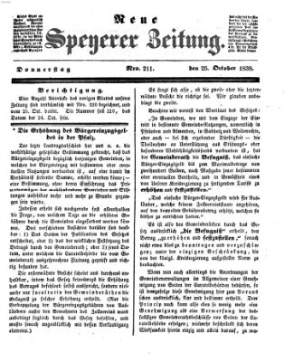 Neue Speyerer Zeitung Donnerstag 25. Oktober 1838