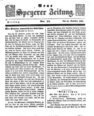 Neue Speyerer Zeitung Freitag 26. Oktober 1838