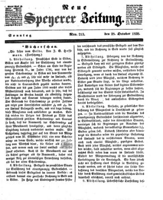 Neue Speyerer Zeitung Sonntag 28. Oktober 1838