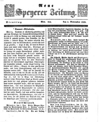 Neue Speyerer Zeitung Dienstag 6. November 1838