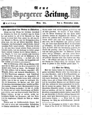 Neue Speyerer Zeitung Freitag 9. November 1838