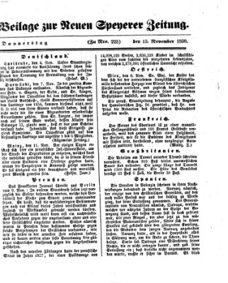 Neue Speyerer Zeitung Donnerstag 15. November 1838