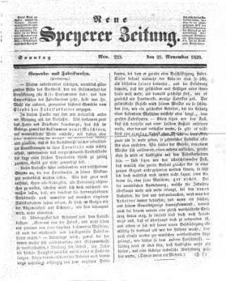 Neue Speyerer Zeitung Sonntag 25. November 1838