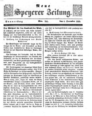 Neue Speyerer Zeitung Donnerstag 6. Dezember 1838