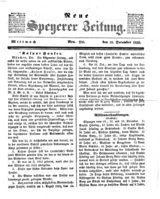 Neue Speyerer Zeitung Mittwoch 19. Dezember 1838