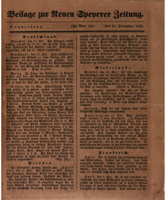 Neue Speyerer Zeitung Donnerstag 20. Dezember 1838