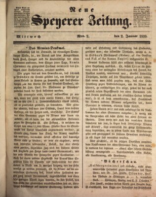 Neue Speyerer Zeitung Mittwoch 2. Januar 1839