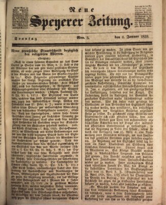 Neue Speyerer Zeitung Sonntag 6. Januar 1839