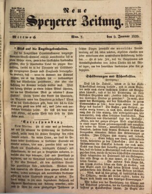 Neue Speyerer Zeitung Mittwoch 9. Januar 1839