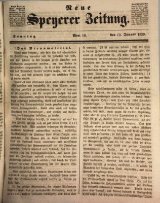 Neue Speyerer Zeitung Sonntag 13. Januar 1839