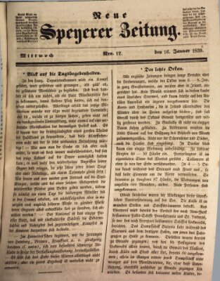 Neue Speyerer Zeitung Mittwoch 16. Januar 1839