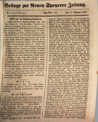 Neue Speyerer Zeitung Donnerstag 17. Januar 1839