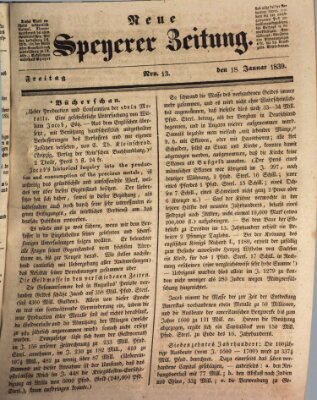 Neue Speyerer Zeitung Freitag 18. Januar 1839