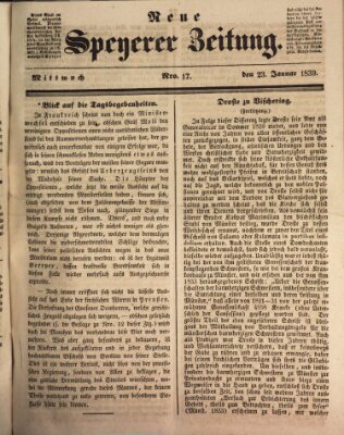 Neue Speyerer Zeitung Mittwoch 23. Januar 1839