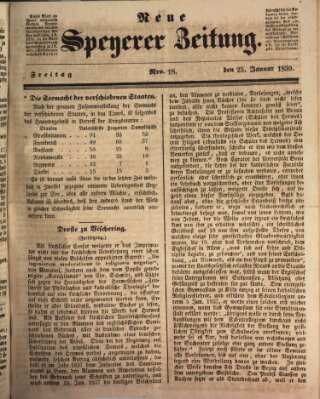 Neue Speyerer Zeitung Freitag 25. Januar 1839