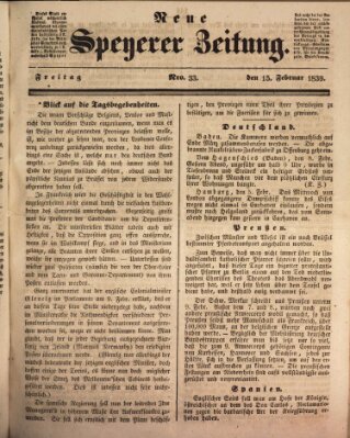 Neue Speyerer Zeitung Freitag 15. Februar 1839