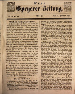 Neue Speyerer Zeitung Sonntag 24. Februar 1839