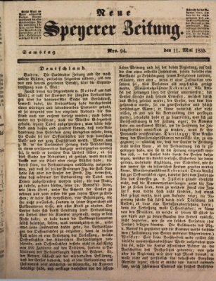 Neue Speyerer Zeitung Samstag 11. Mai 1839