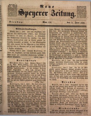 Neue Speyerer Zeitung Dienstag 11. Juni 1839