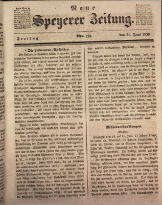 Neue Speyerer Zeitung Freitag 21. Juni 1839