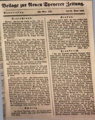 Neue Speyerer Zeitung Donnerstag 20. Juni 1839