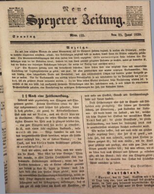 Neue Speyerer Zeitung Sonntag 23. Juni 1839