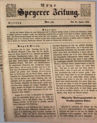 Neue Speyerer Zeitung Freitag 28. Juni 1839