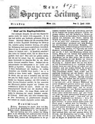 Neue Speyerer Zeitung Dienstag 2. Juli 1839