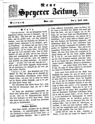 Neue Speyerer Zeitung Mittwoch 3. Juli 1839