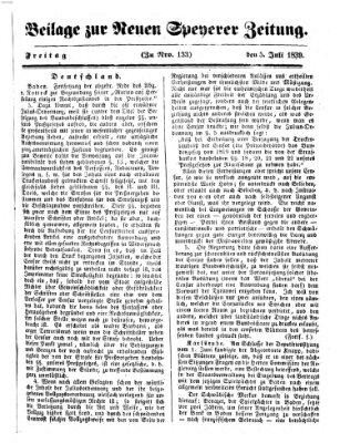 Neue Speyerer Zeitung Freitag 5. Juli 1839