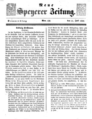 Neue Speyerer Zeitung Donnerstag 11. Juli 1839