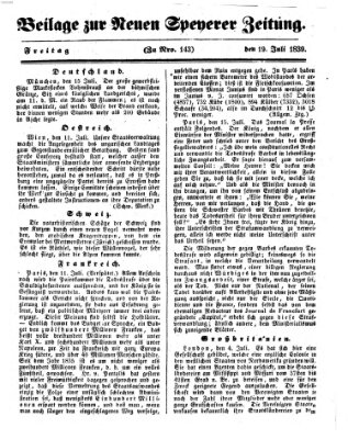 Neue Speyerer Zeitung Freitag 19. Juli 1839