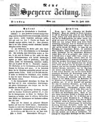 Neue Speyerer Zeitung Dienstag 23. Juli 1839