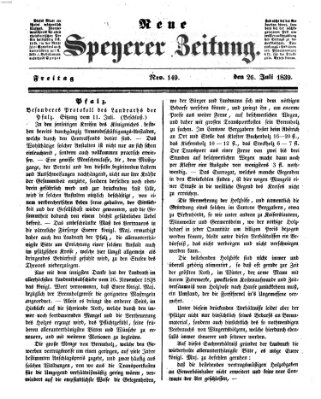 Neue Speyerer Zeitung Freitag 26. Juli 1839